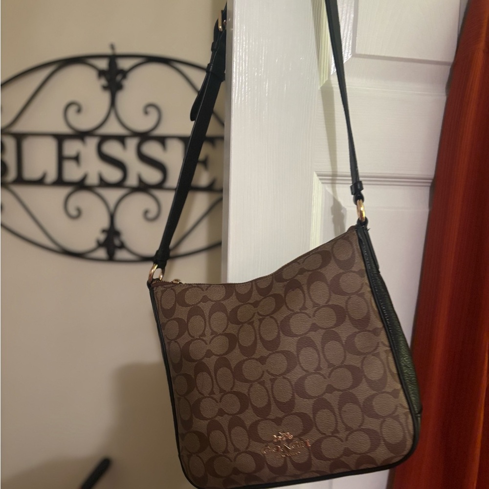 Coach Signature Brown and Black Shoulder Bag